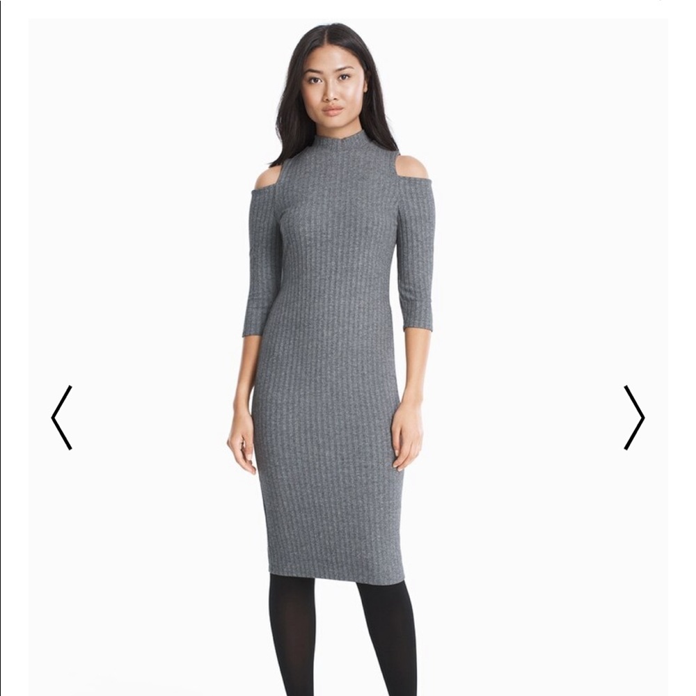 NWT[ WHBM ]Cold Shoulder Gray Dress Size Small